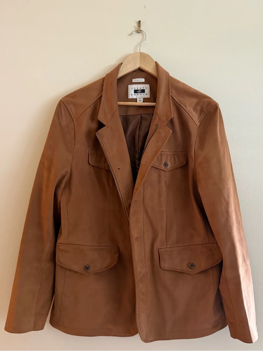 Joseph Abboud | Men's Modern Fit Faux Suede Field Jacket Blazer Tan | Size M